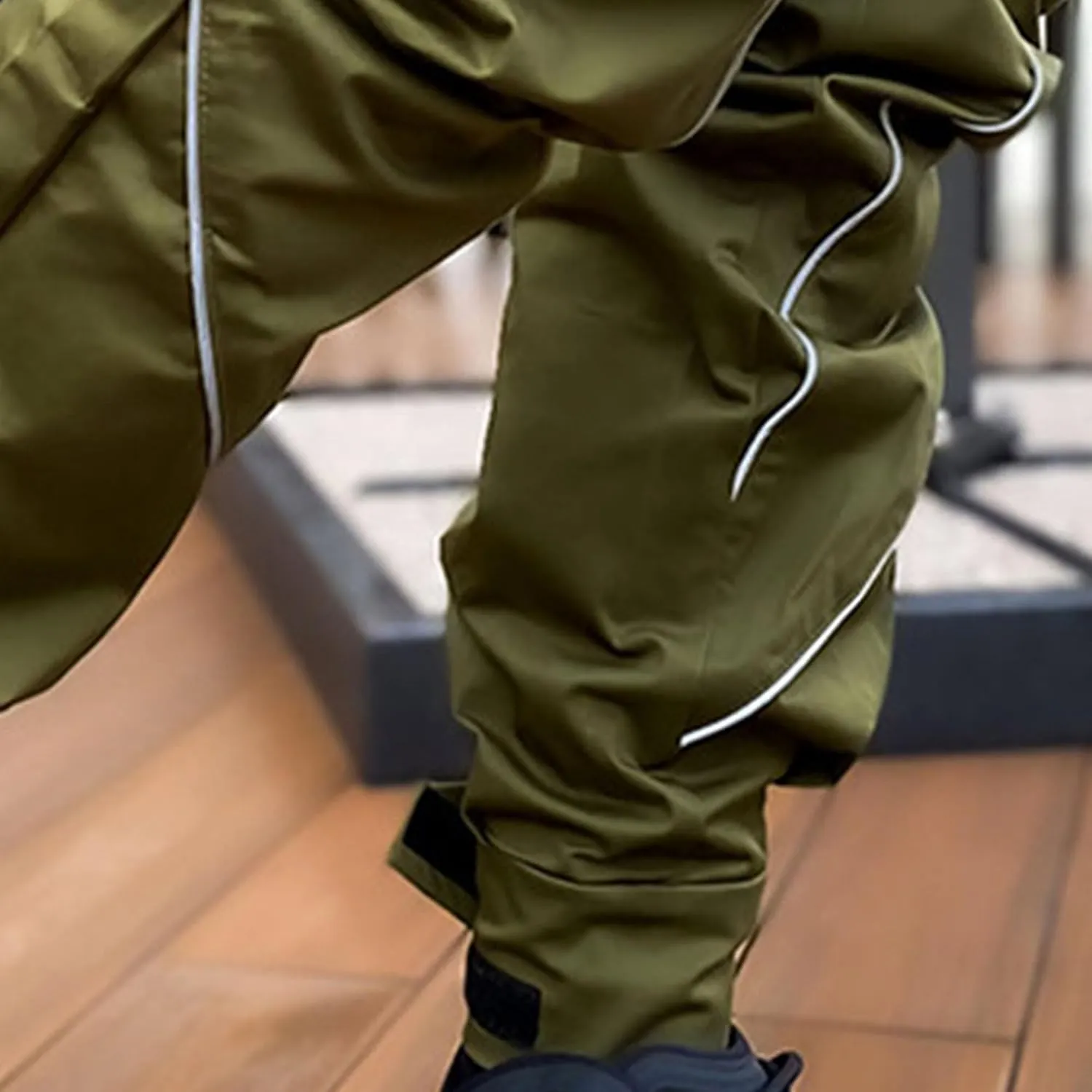 Maiyifu-GJ Men's Multi-Pocket Cargo Pants Elastic Waist Hiking Sweatpants Casual Athletic Running Joggers Trousers