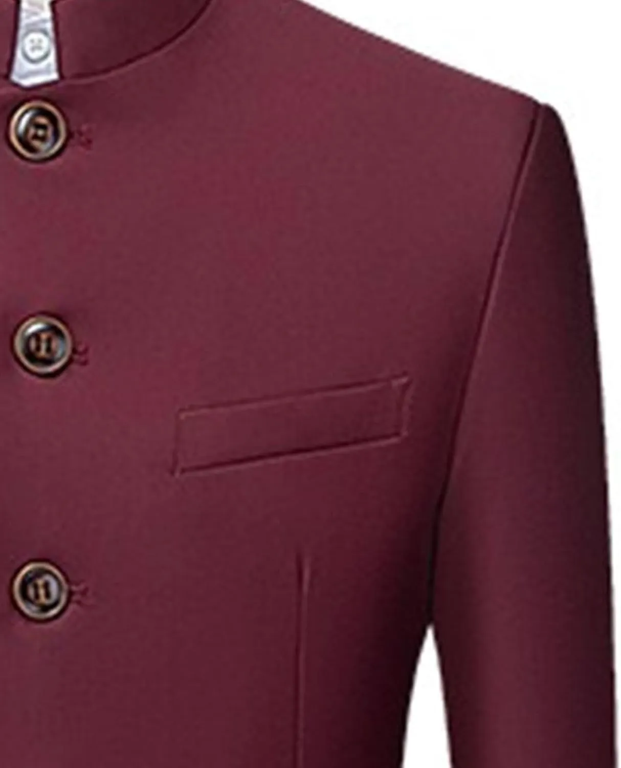 Men 2 Pieces Chinese Tunic Suit Mandarin Collar Blazer Set Button Jacket Pant Set Traditional Uniform Groom Dress