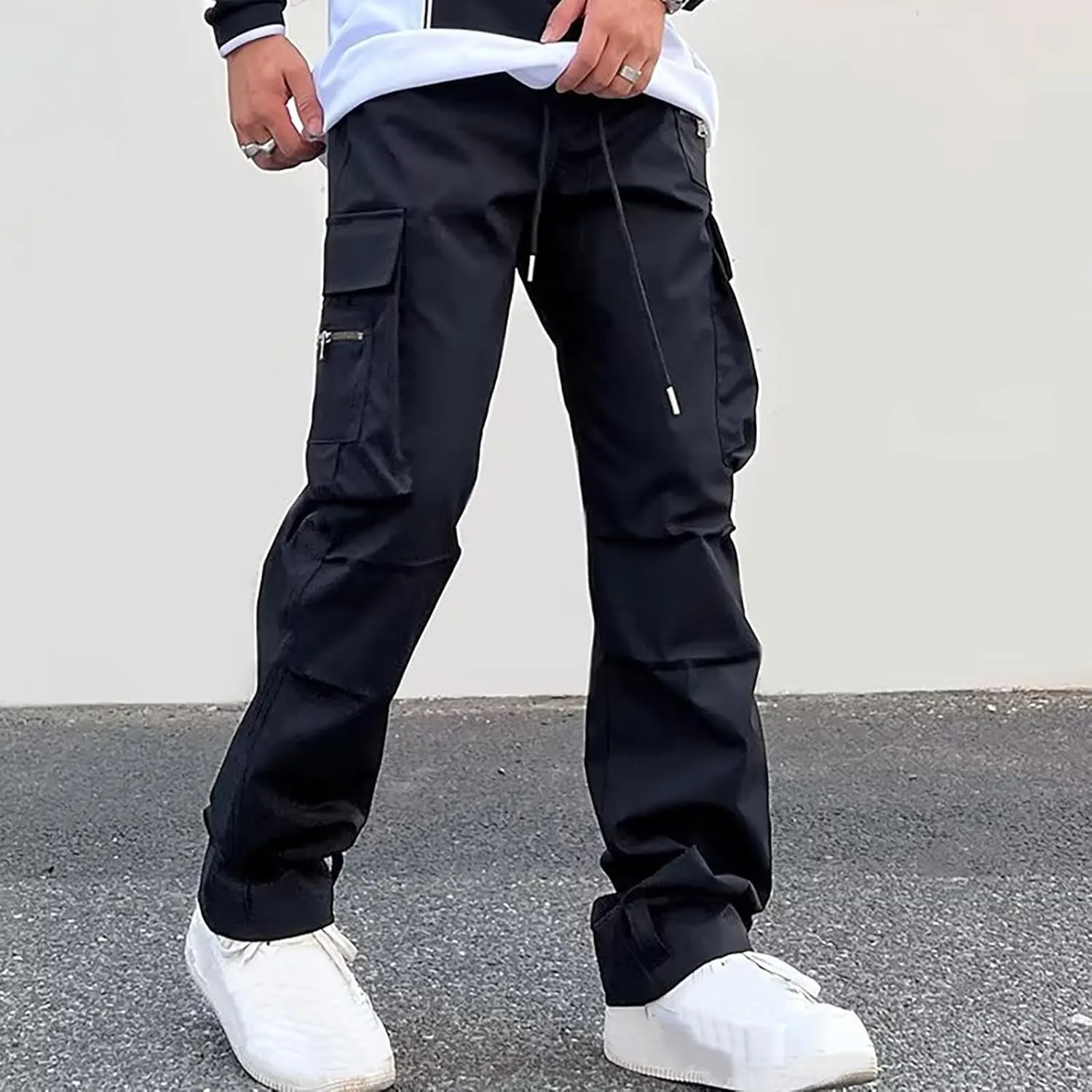 Men Outdoor Cargo Pants Hip Hop Jogger Pants Streetwear Lightweight Tactical Track Pant Classic Fit Multi Pockets