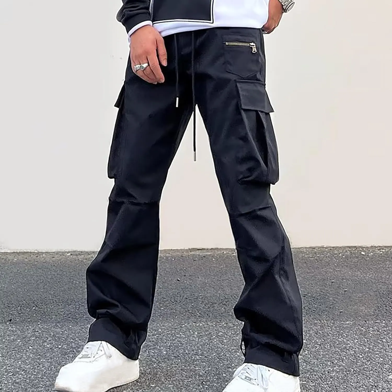 Men Outdoor Cargo Pants Hip Hop Jogger Pants Streetwear Lightweight Tactical Track Pant Classic Fit Multi Pockets