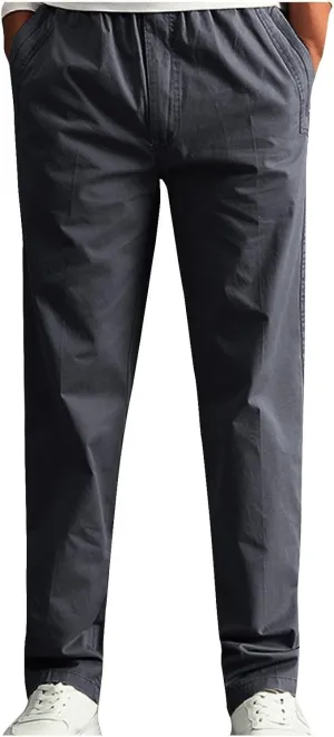 Men’ s Casual Cargo Pants Relaxed Fit Streetwear Pant Elastic Drawstring Waist Lightweight Chino Trouser with Pocket