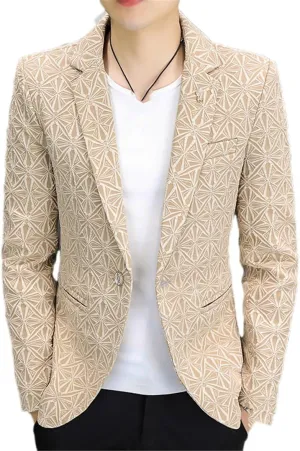 Men White Casual Blazer Business Slim Fit Suit Coat Long Sleeve Formal Single Buckle Suit Jacket