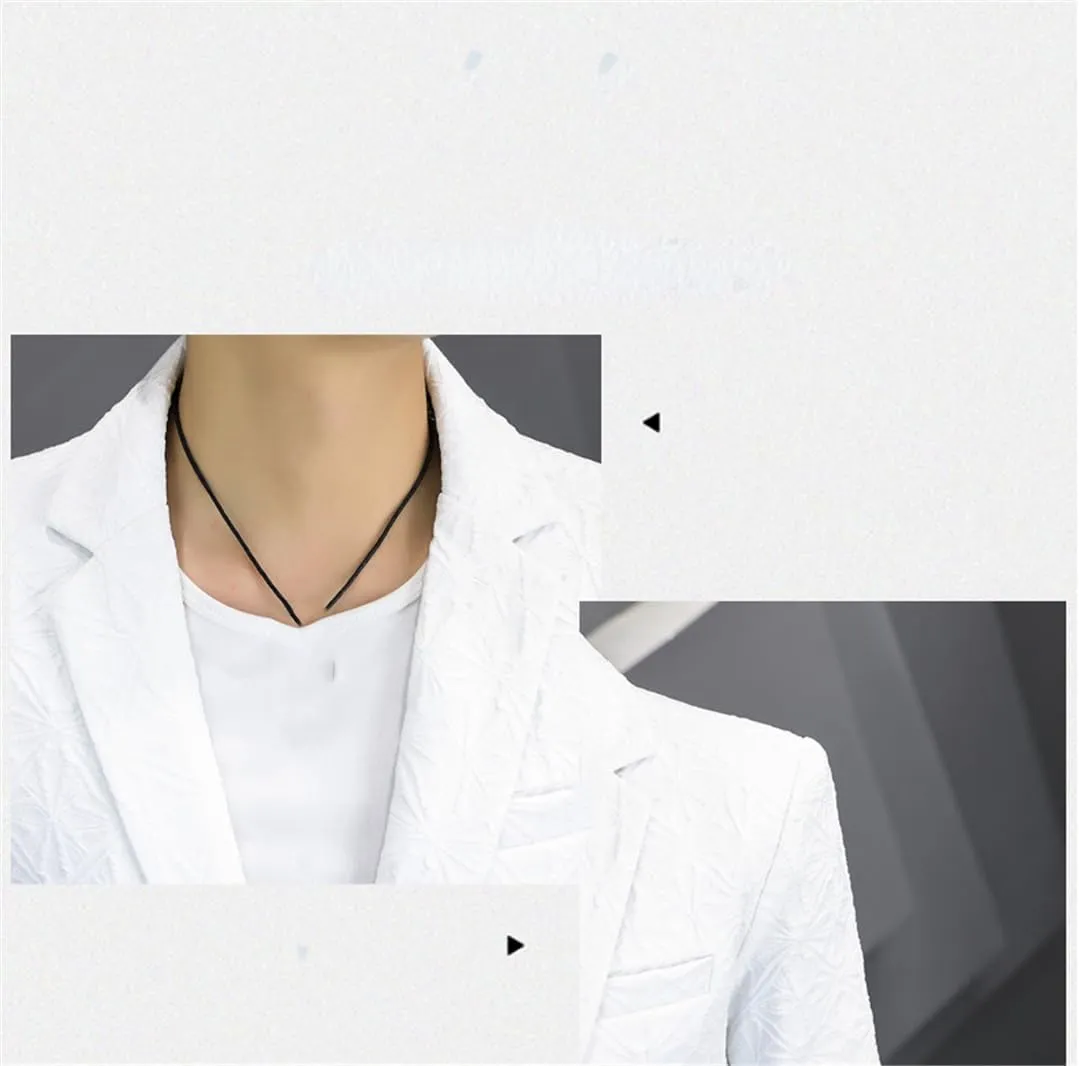Men White Casual Blazer Business Slim Fit Suit Coat Long Sleeve Formal Single Buckle Suit Jacket