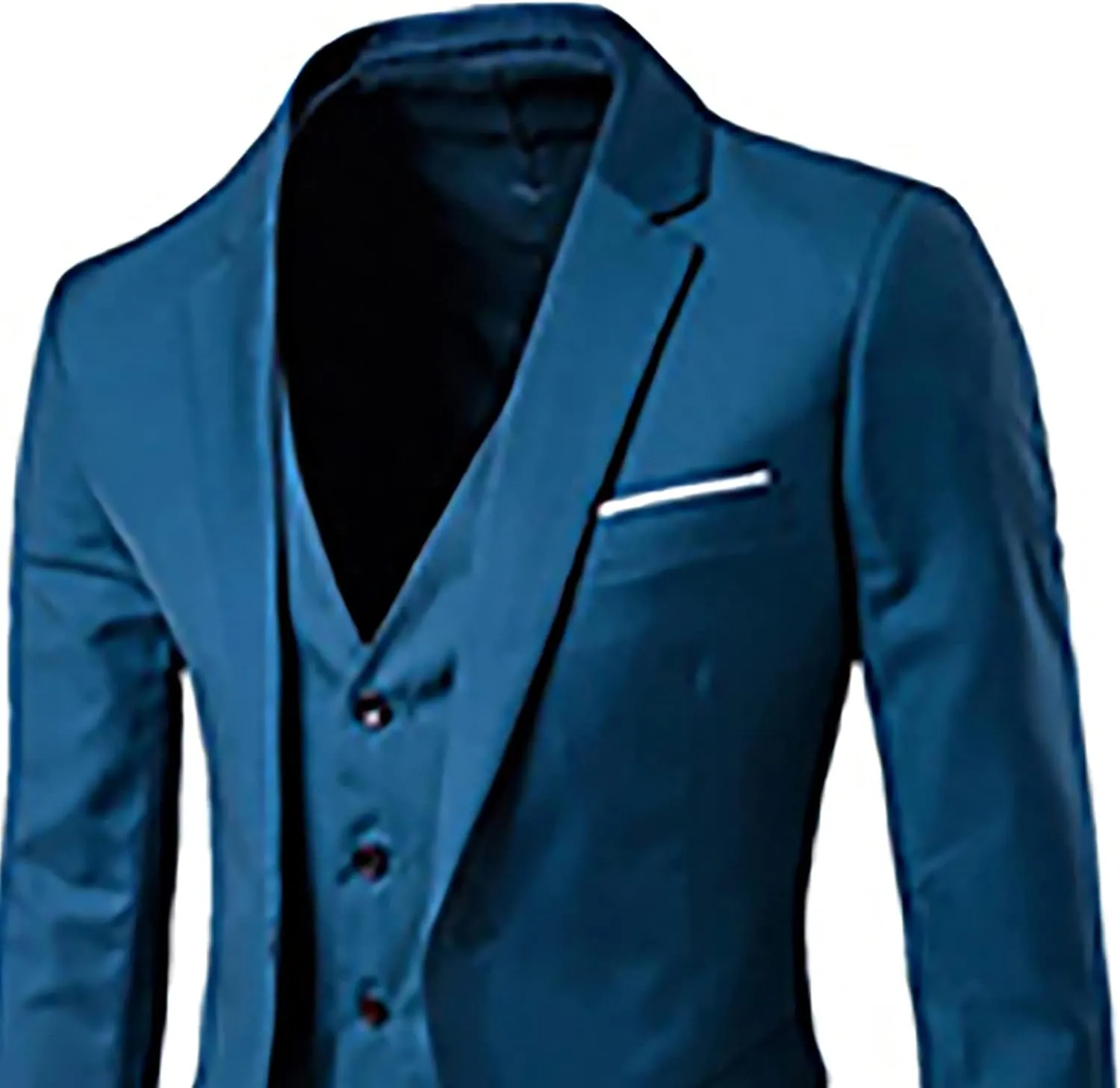 Mens 3 Piece Suit Blazer, Slim Fit Tux with One Button, Jacket Vest and Pants Set for Party, Wedding and Business
