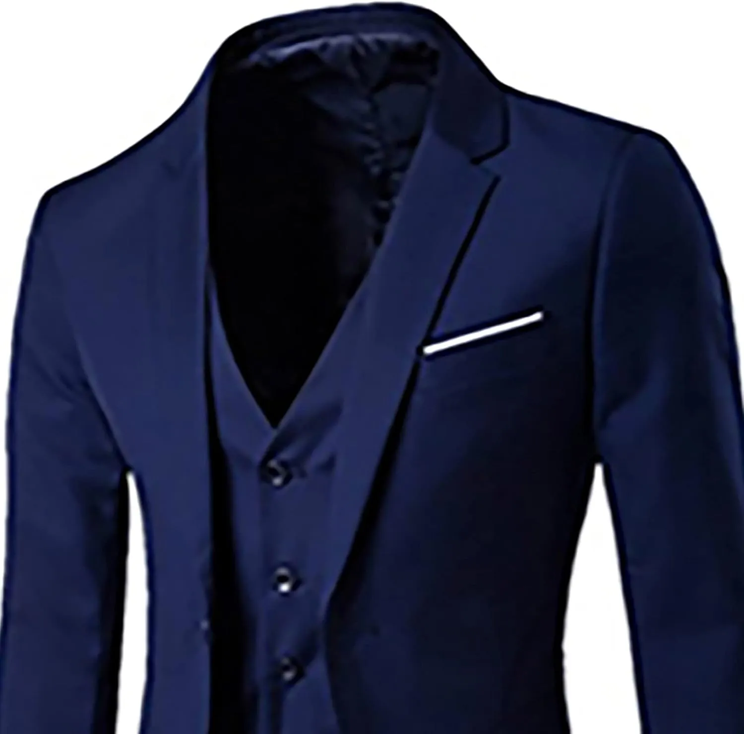 Mens 3 Piece Suit Blazer, Slim Fit Tux with One Button, Jacket Vest and Pants Set for Party, Wedding and Business