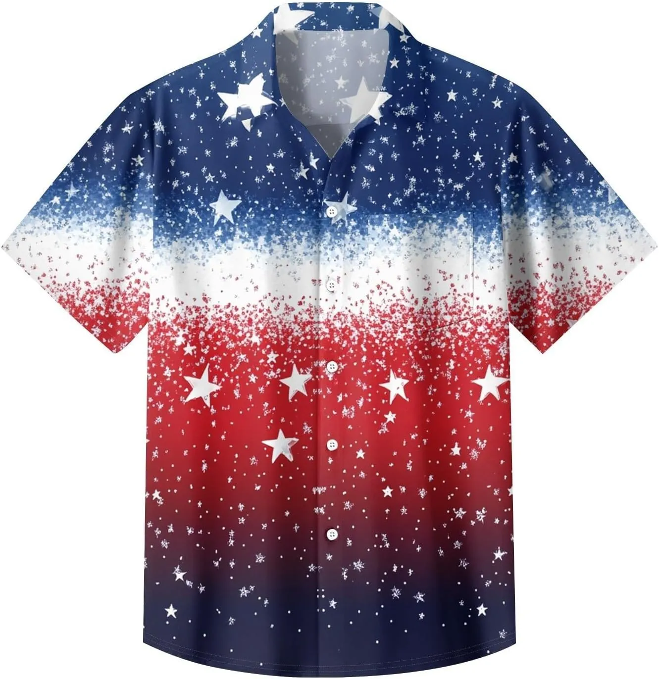 Men's American Flag Print Patriotic Shirt Casual Short Sleeve Hawaiian Button Down Top Summer Vacation Beach Party Blouse