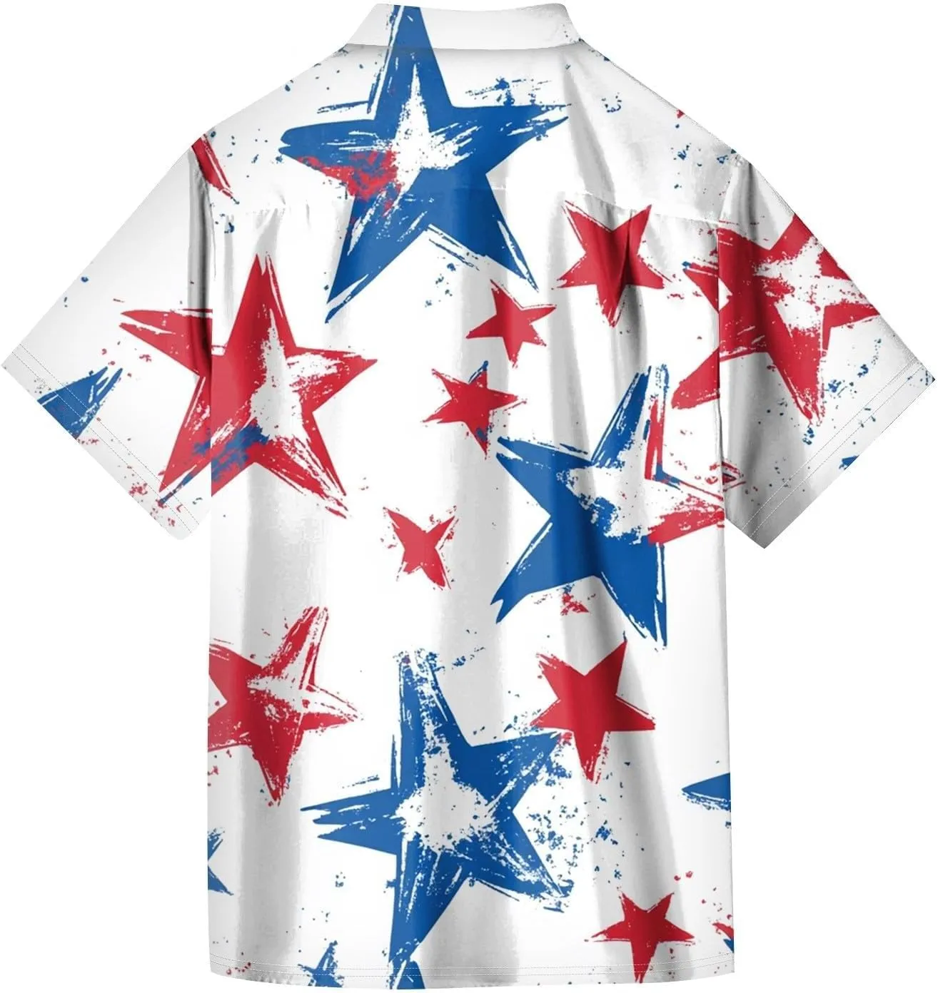 Men's American Flag Print Patriotic Shirt Casual Short Sleeve Hawaiian Button Down Top Summer Vacation Beach Party Blouse