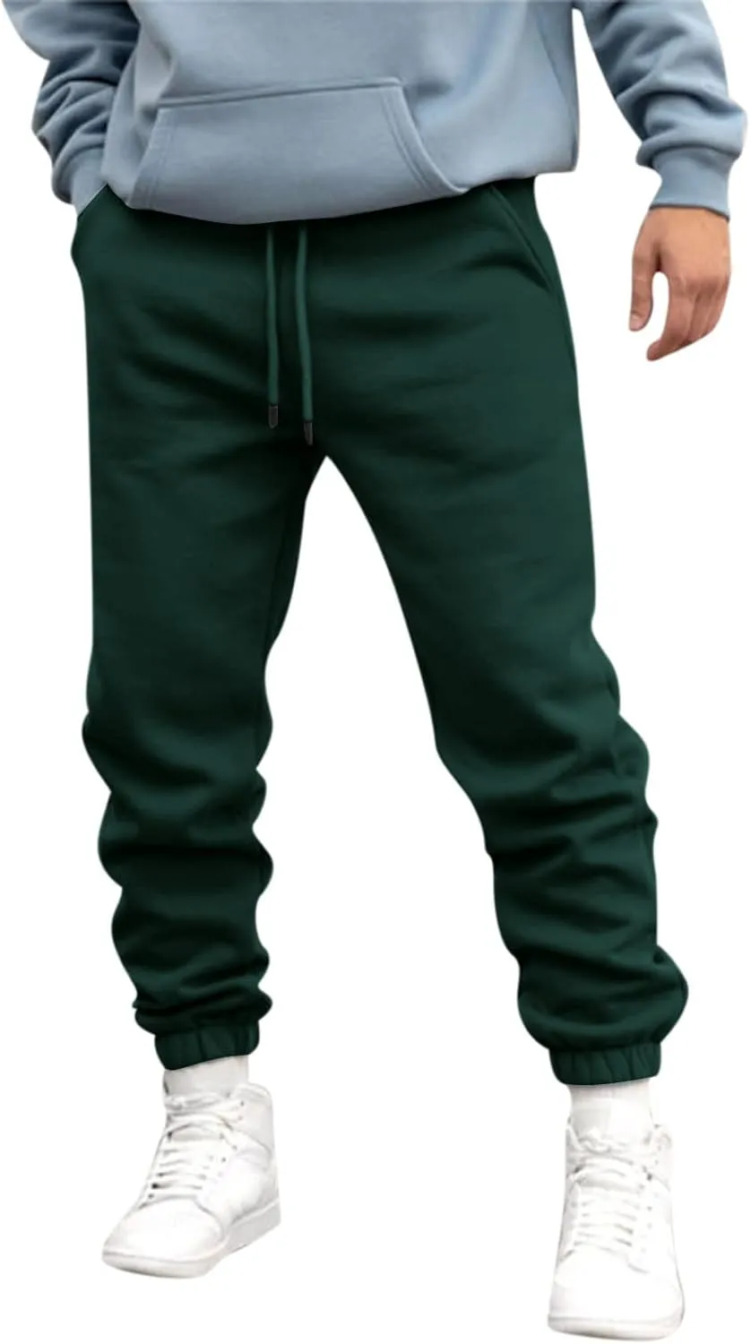 Mens Autumn and Winter High Street Fashion Leisure Loose Sports Running Solid Color Lace Up Pants Sweater Pants