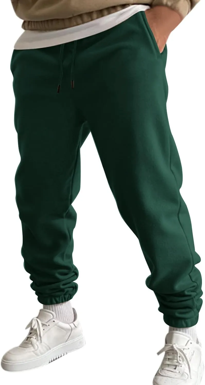 Mens Autumn and Winter High Street Fashion Leisure Loose Sports Running Solid Color Lace Up Pants Sweater Pants