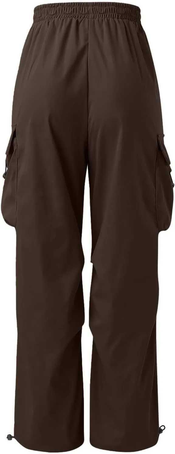 Men's Baggy Cargo Pants Trendy Casual Drawstring Loose Fit Harem Parachute Pants with Pockets