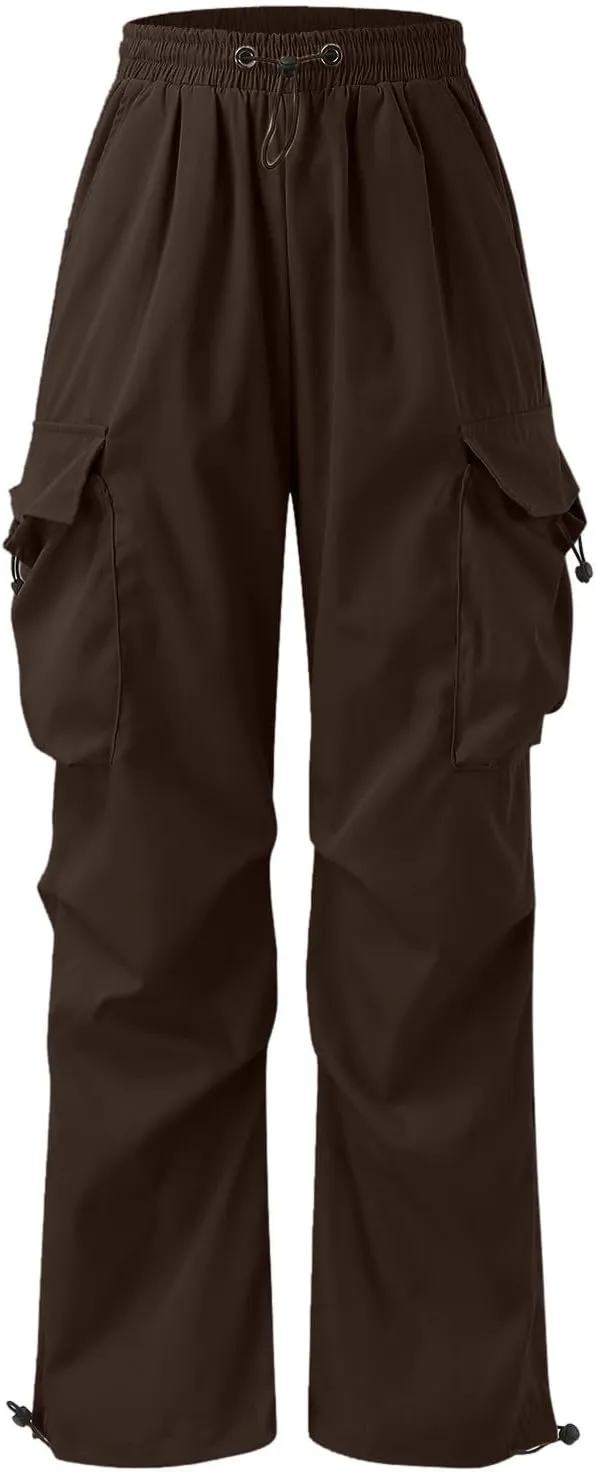 Men's Baggy Cargo Pants Trendy Casual Drawstring Loose Fit Harem Parachute Pants with Pockets