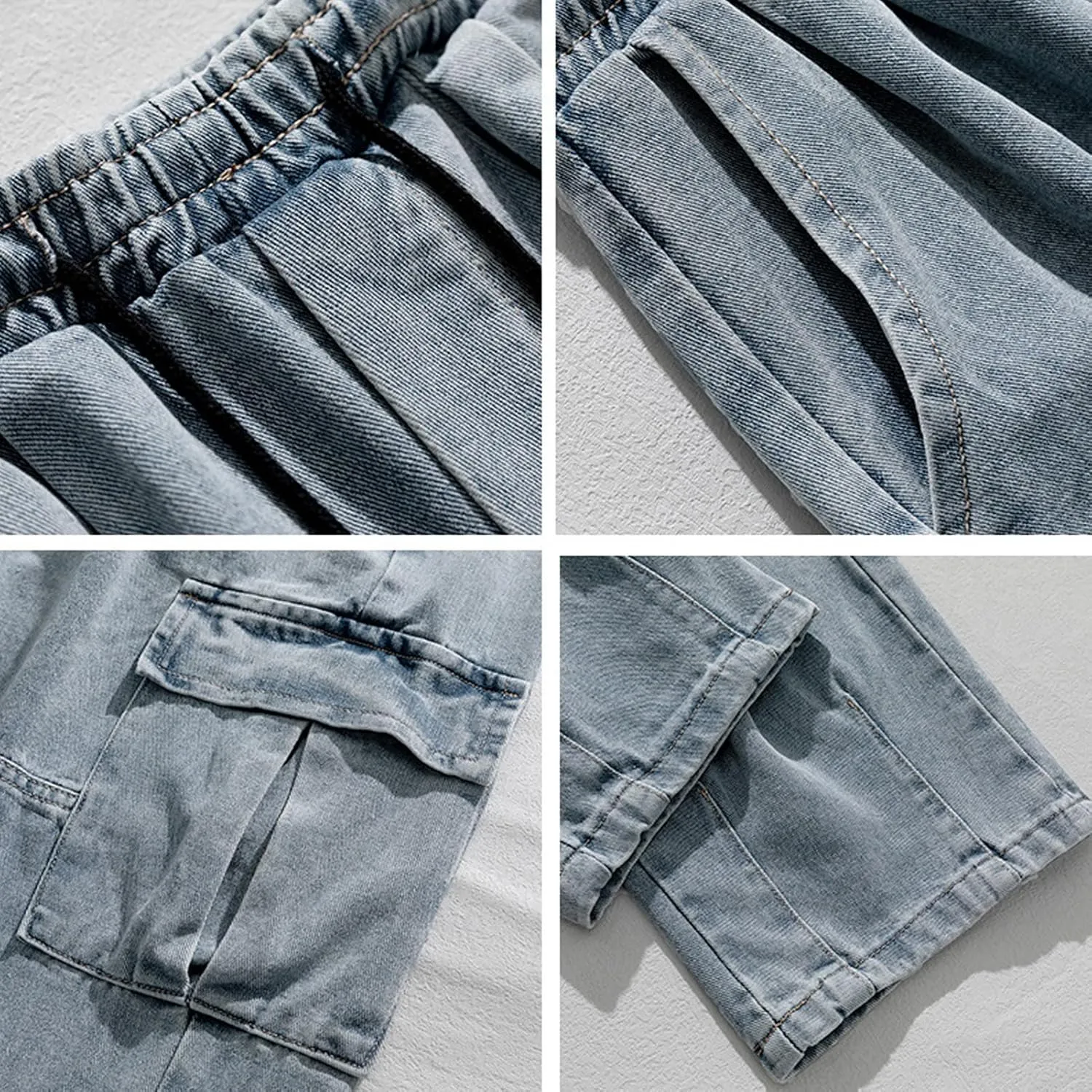 Men's Baggy Hip Hop Jeans Causal Cargo Denim Pants Y2K Joggers Wide Leg Streetwear Jeans with Pockets
