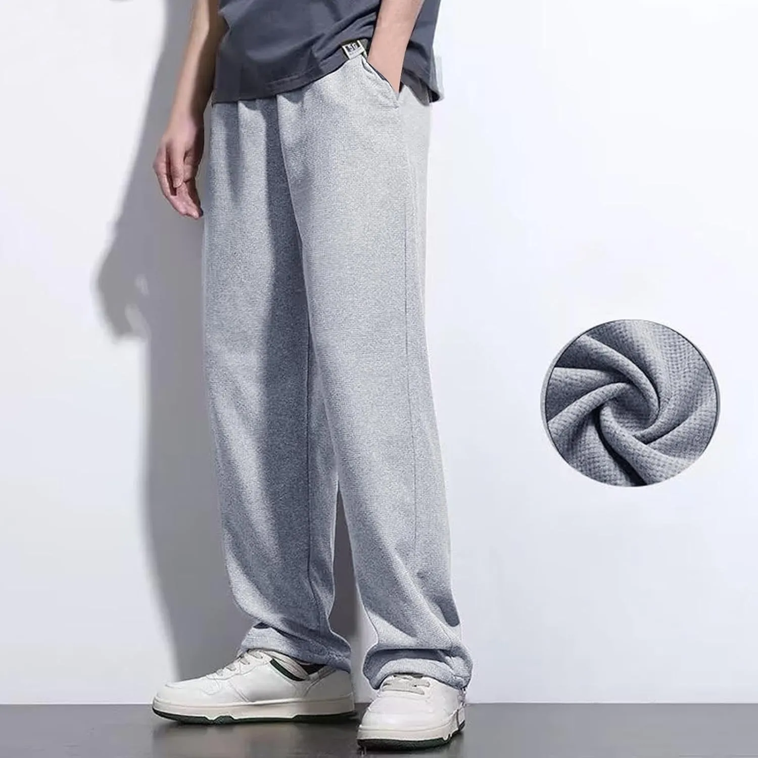 Men's Baggy Wide Leg Pants Summer Elastic Waist Trendy Comfortable Leisure Style Sport Clothes Fresh Trousers