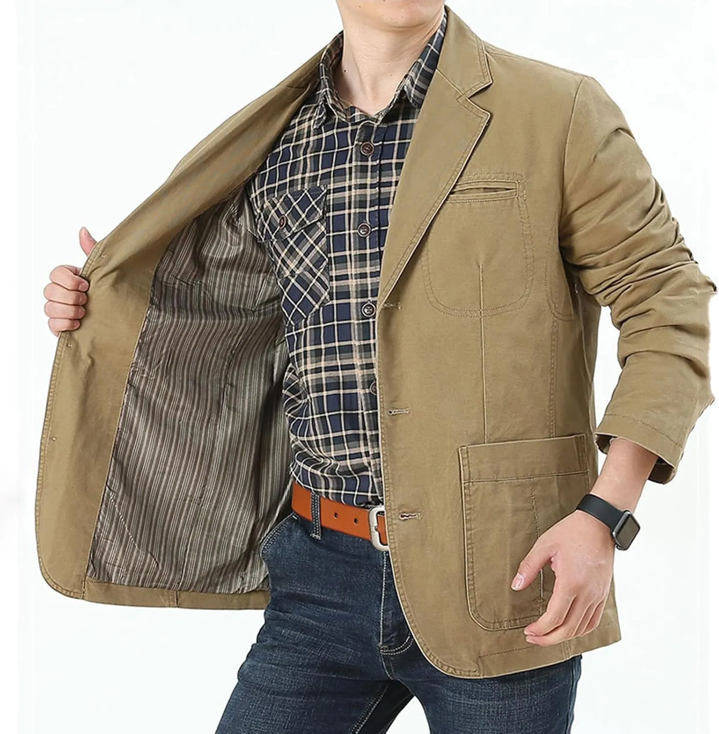 Men's Blazer Casual Sport Coats Slim Fit Three Button Suit Jacket Lightweight Sports Jacket and Coat Business Formal Jacket
