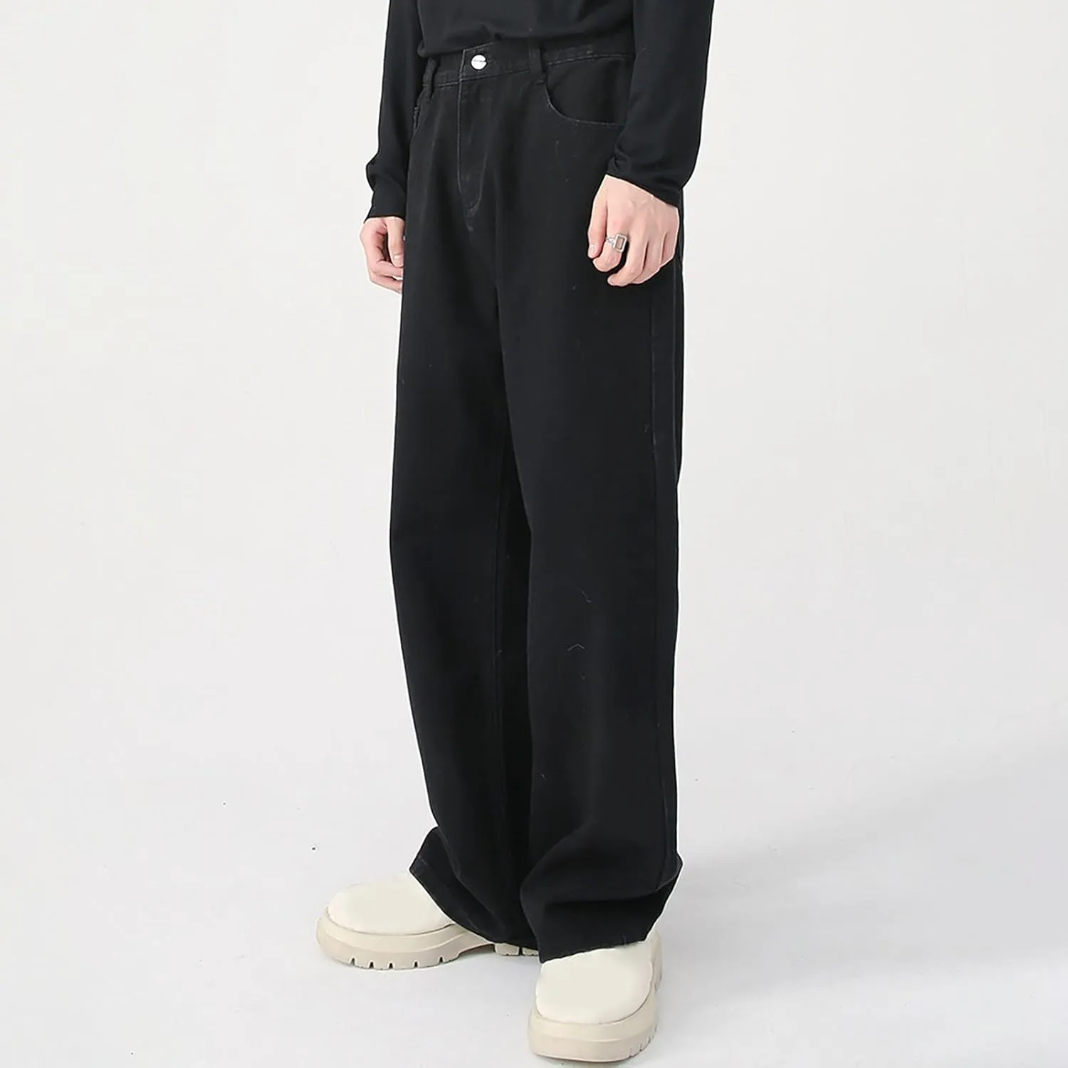 Mens Bootcut Jeans Plus Size Y2k Hip Hop Straight Leg Jean Baggy Streetwear Denim Pants Casual Vintage Loose Trousers