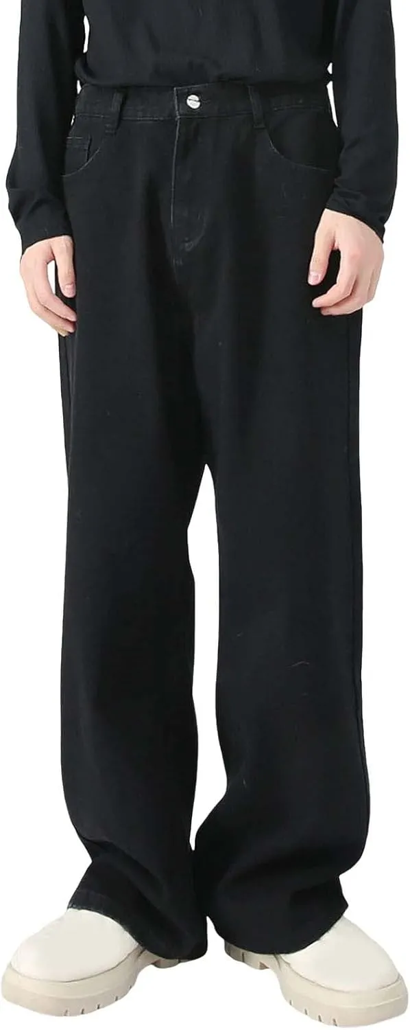 Mens Bootcut Jeans Plus Size Y2k Hip Hop Straight Leg Jean Baggy Streetwear Denim Pants Casual Vintage Loose Trousers