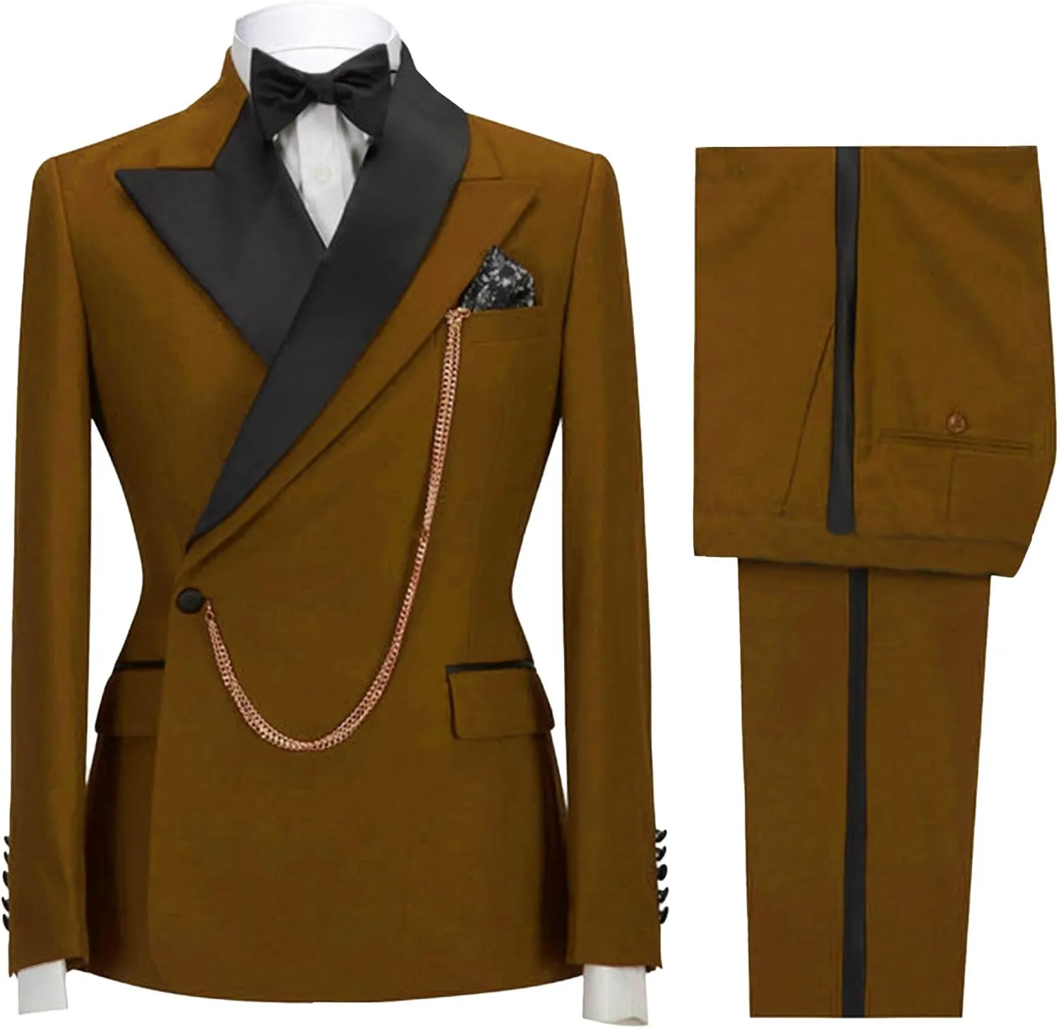 Men's Business Leisure Fashion Slim Suit 2 Piece Double Breasted Prom Tuxedo Suits Party Wedding Solid Blazer Pants