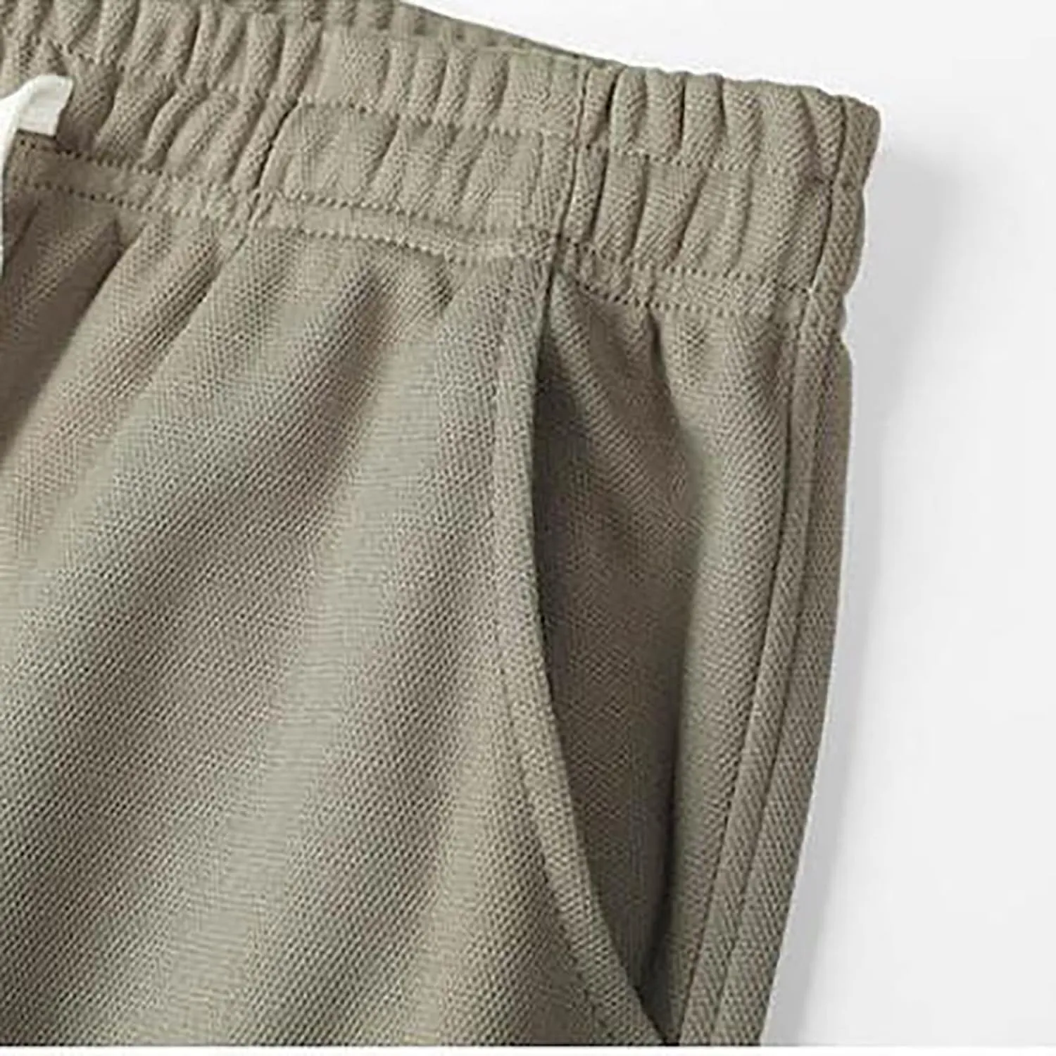 Mens Casual Cargo Pants Elastic Waist Drawstring Straight Legs Fall Sweatpants Outdoor Sports Trousers with Pockets