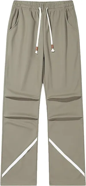 Mens Casual Cargo Pants Elastic Waist Drawstring Straight Legs Fall Sweatpants Outdoor Sports Trousers with Pockets