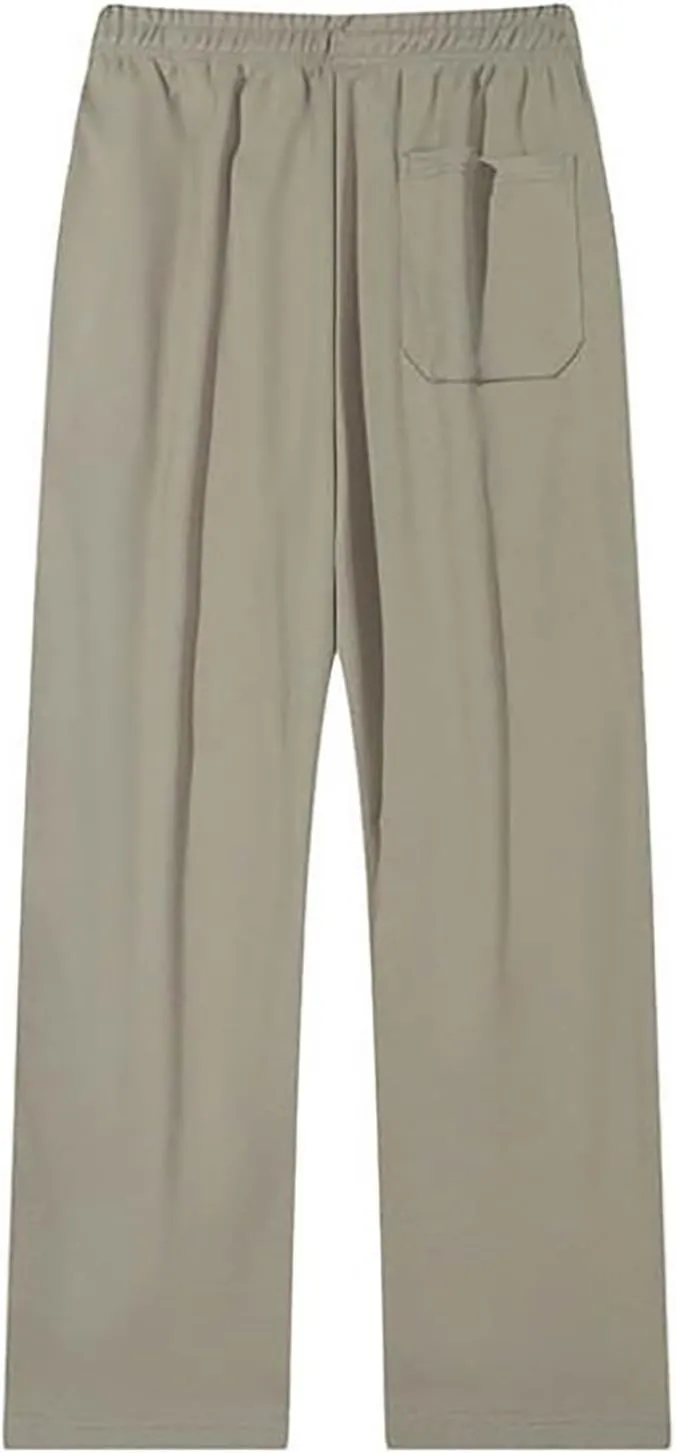 Mens Casual Cargo Pants Elastic Waist Drawstring Straight Legs Fall Sweatpants Outdoor Sports Trousers with Pockets
