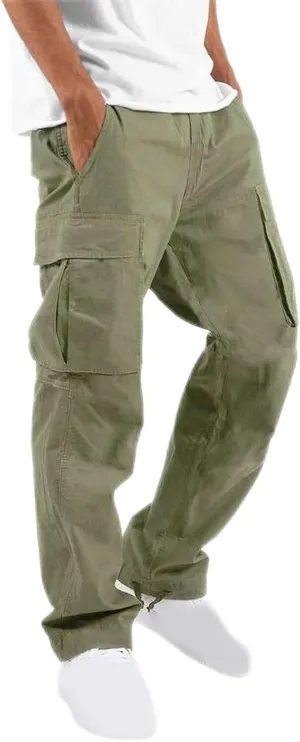 Men's Casual Cargo Pants Tactical Hiking Pants Baggy Workout Jogger Sweatpants Wide Leg Stretchy Jeans with Pockets