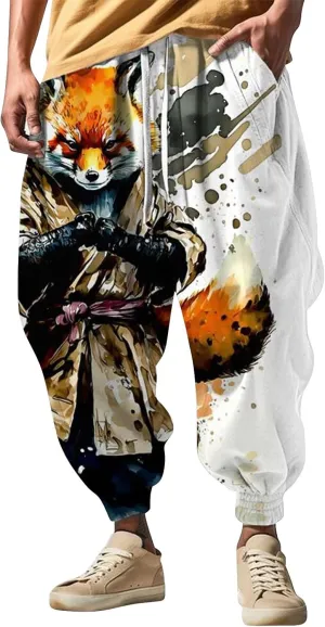 Mens Casual Harem Pants Men's Autumn Fun Print Fashion Street Feel Casual Sweatpants Hiking Outdoor Twill Track