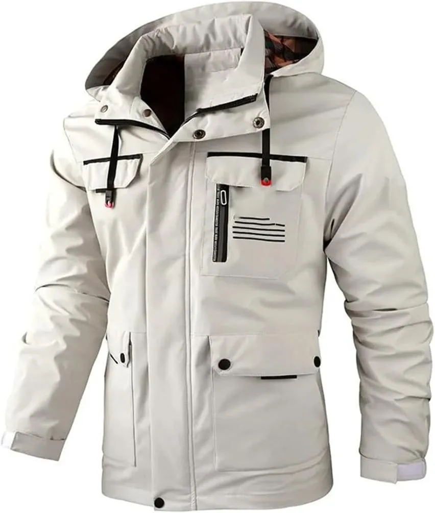 Men's Casual Jacket Hooded Jacket Solid Color Outdoor Jacket Jacket