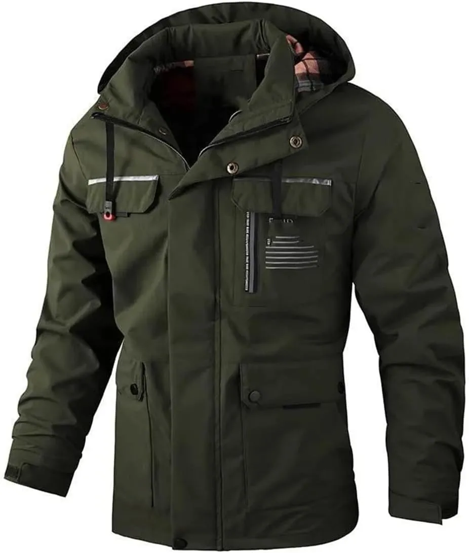 Men's Casual Jacket Hooded Jacket Solid Color Outdoor Jacket Jacket