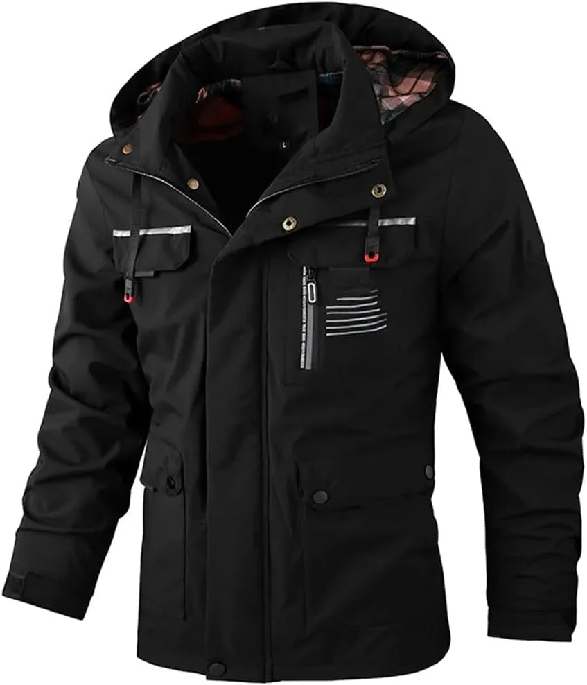 Men's Casual Jacket Hooded Jacket Solid Color Outdoor Jacket Jacket