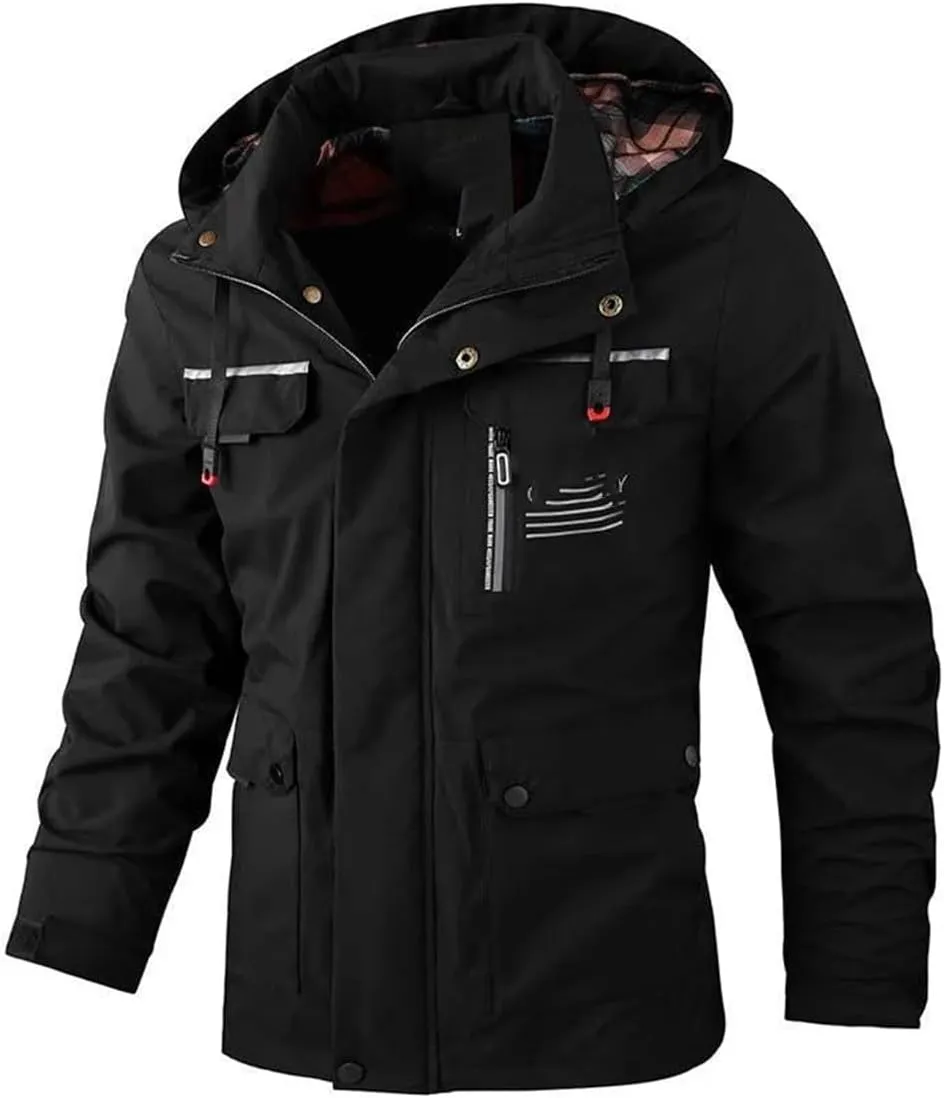 Men's Casual Jacket Hooded Jacket Solid Color Outdoor Jacket Jacket