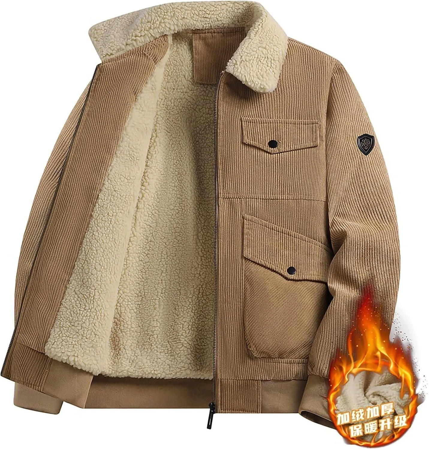 Men's Casual Jacket， Men's Casual Plus Size Suede Zipper Tops Men's Jacket Long Sleeved Hooded Casual Jacket/Jacket