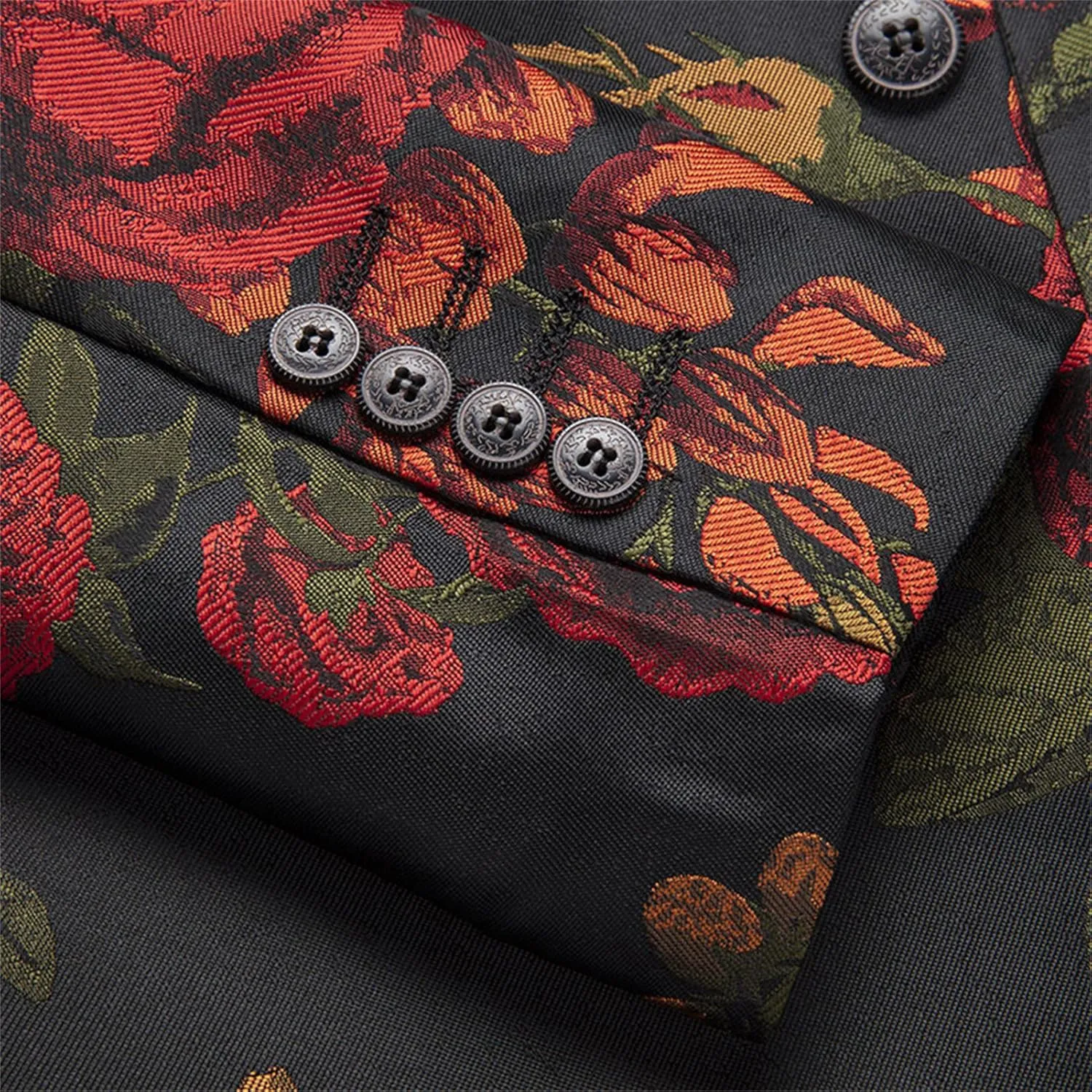 Men's Casual One-Button Printed Suit Slim Fit Printed Floral Blazer Suit Rose Embroidered Suit Jacket Prom Dinner