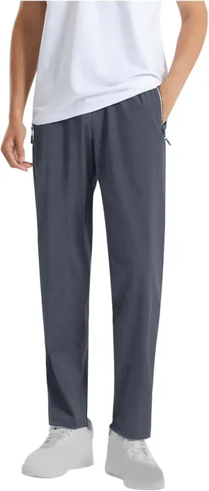 Mens Casual Pants with Zipper Pockets Lightweight Hiking Running Sweatpants Gym Workout Athletic Pants for Men, Large