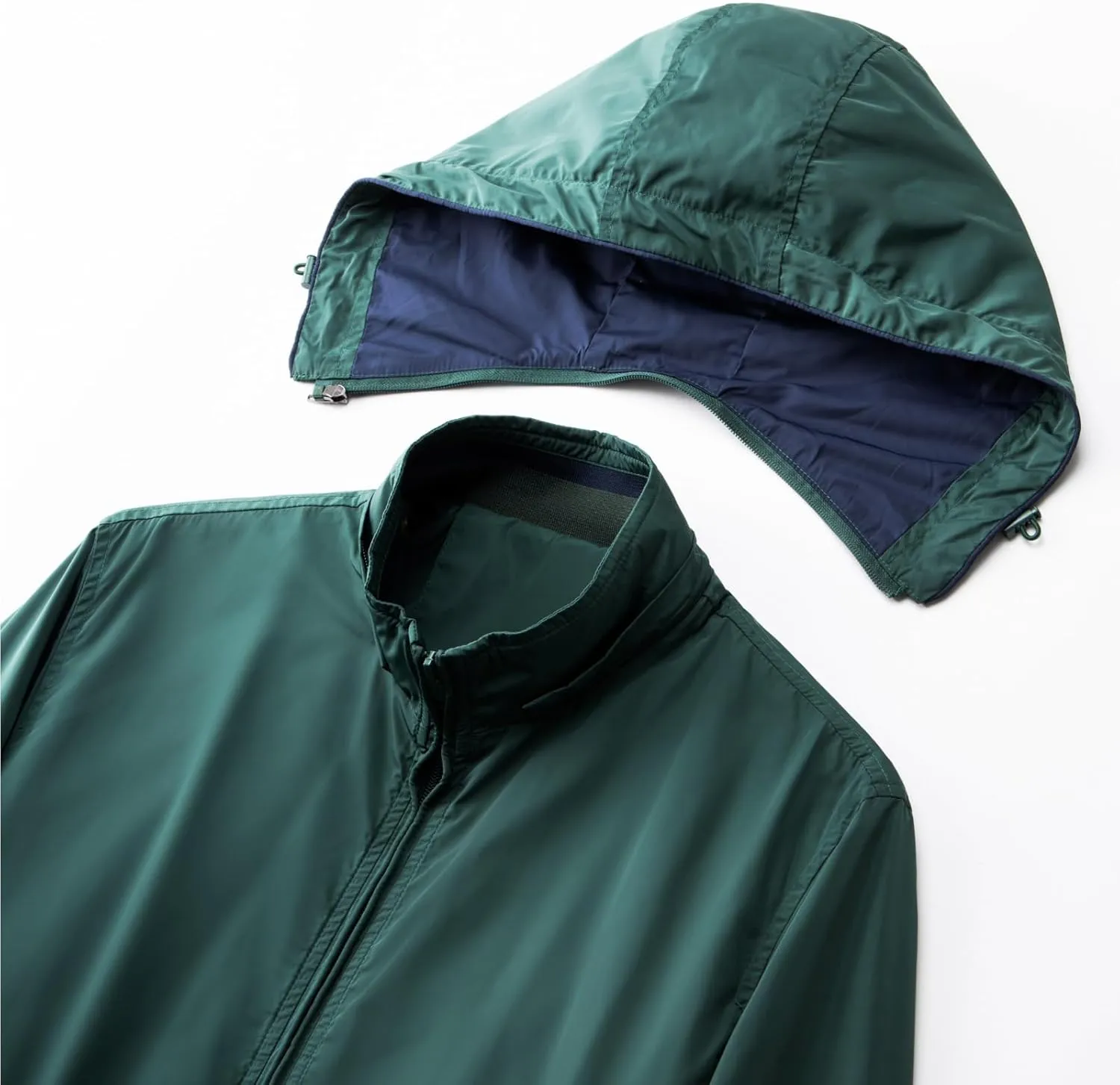 Mens Casual Waterproof Jacket Removable Hooded Long Sleeve Outerwear Windproof Full Zip Up with Zipper Pockets