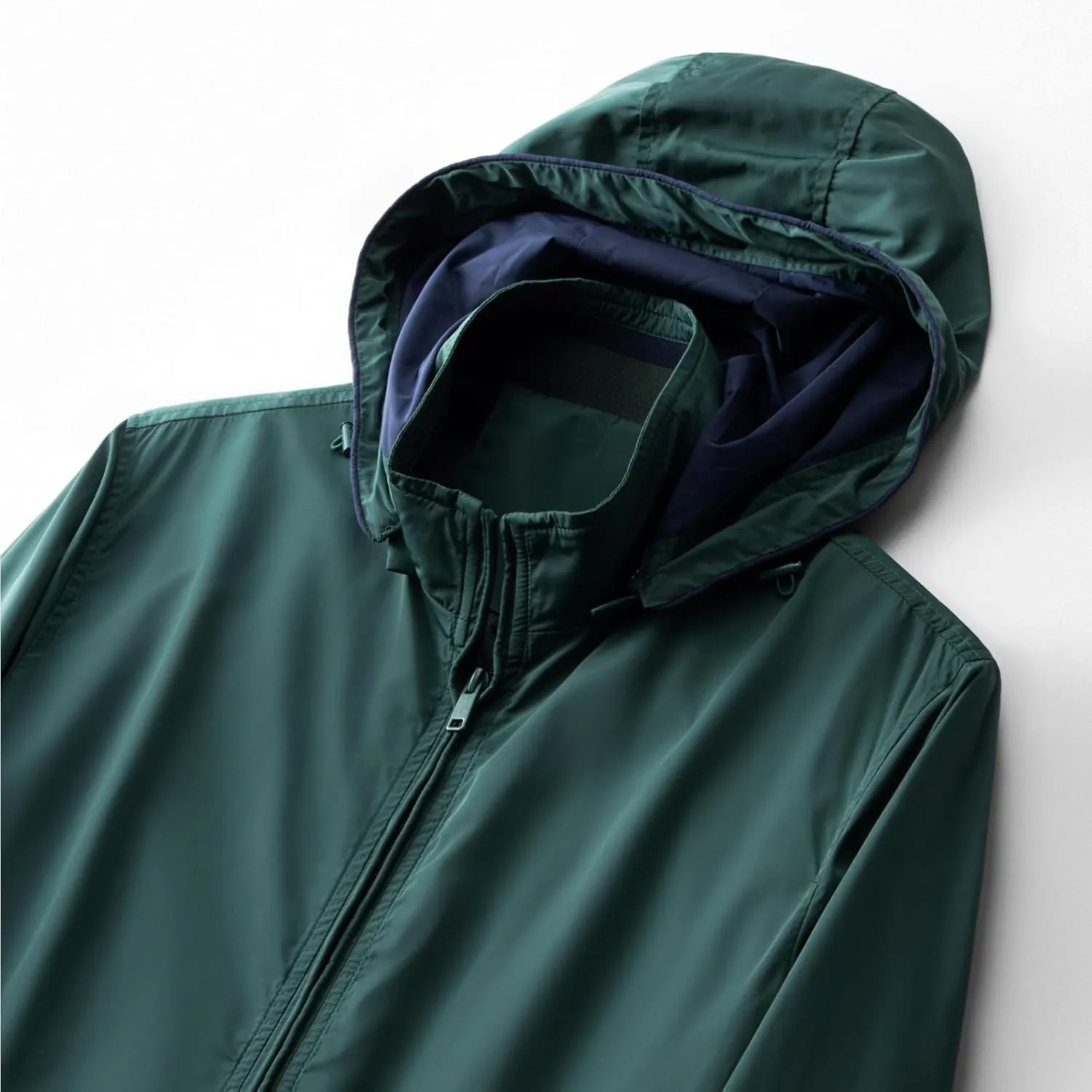 Mens Casual Waterproof Jacket Removable Hooded Long Sleeve Outerwear Windproof Full Zip Up with Zipper Pockets