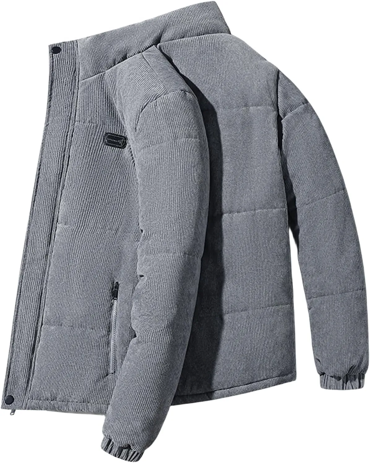 Mens Corduroy Jacket Solid Color Casual Thickened Jackets Sherpa Cotton Lined Coats Loose Outwear Business Coat with Pockets