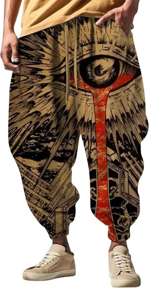 Men's Cotton Harem Yoga Baggy Pants Feel Casual Sweatpants Fashion Solid Color Oversized Tapered Pants Baggy Linen