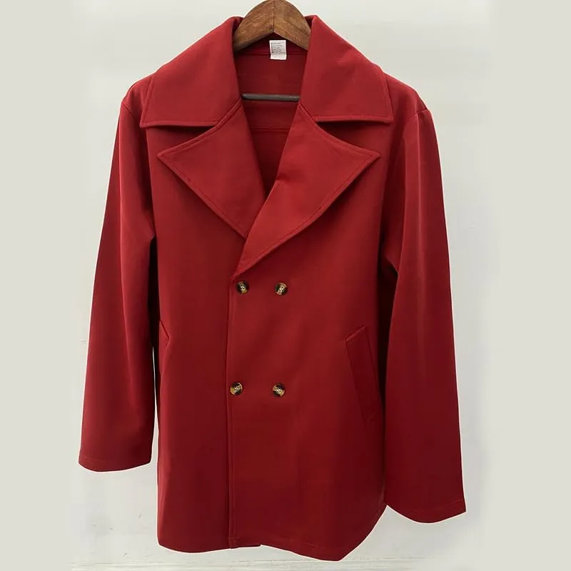 Men's Double Breasted Trench Coats Casual Lapel Collars Trendy Y2K Turtle Neck Fleece Lined Sherpa Windbreaker Jackets