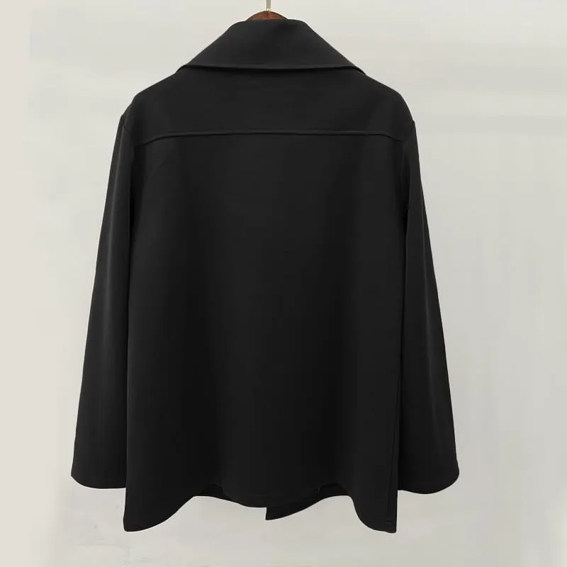 Men's Double Breasted Trench Coats Casual Lapel Collars Trendy Y2K Turtle Neck Fleece Lined Sherpa Windbreaker Jackets