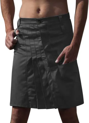 Mens Fashion Casual Scottish Style Retro Solid Pocket Leisure Style Soft Trendy Comfy Fashion Pleated Skirt