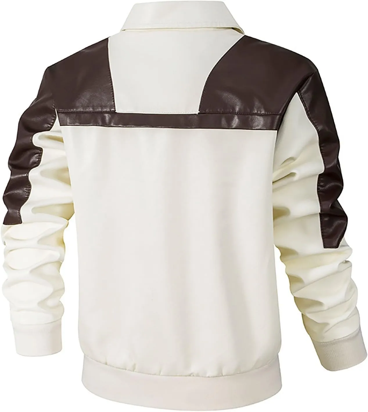 Mens Faux Leather Jacket 2024 Fall Trendy Long Sleeve Full Zip Up Jacket Biker Motorcycle Jacket with Pockets