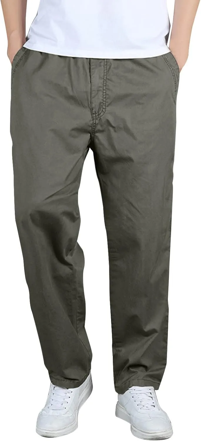 Men's Fit Pants Summer Elastic Waist Trendy Casual Leisure Style Sport Clothes Comfy Fashion Trousers