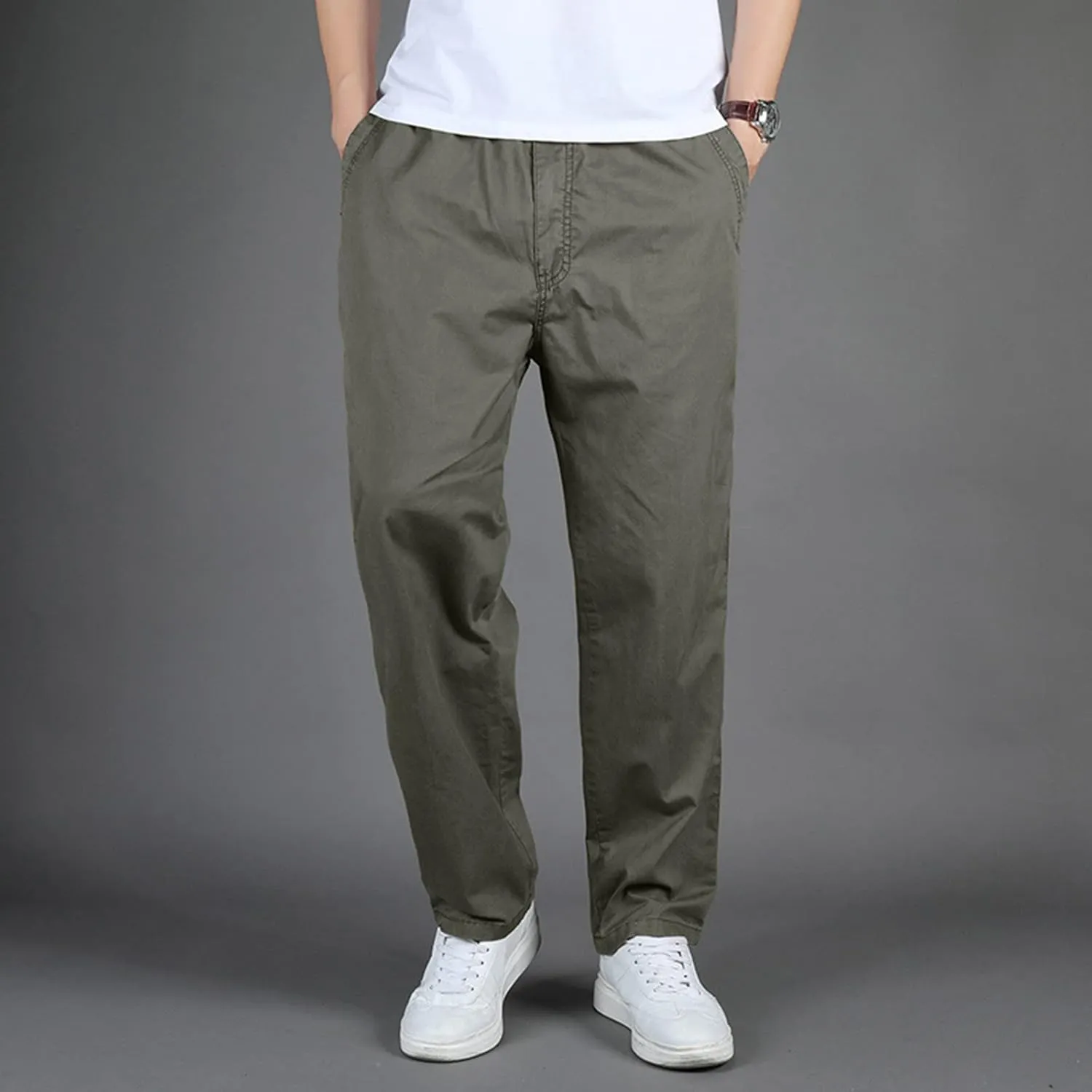 Men's Fit Pants Summer Elastic Waist Trendy Casual Leisure Style Sport Clothes Comfy Fashion Trousers