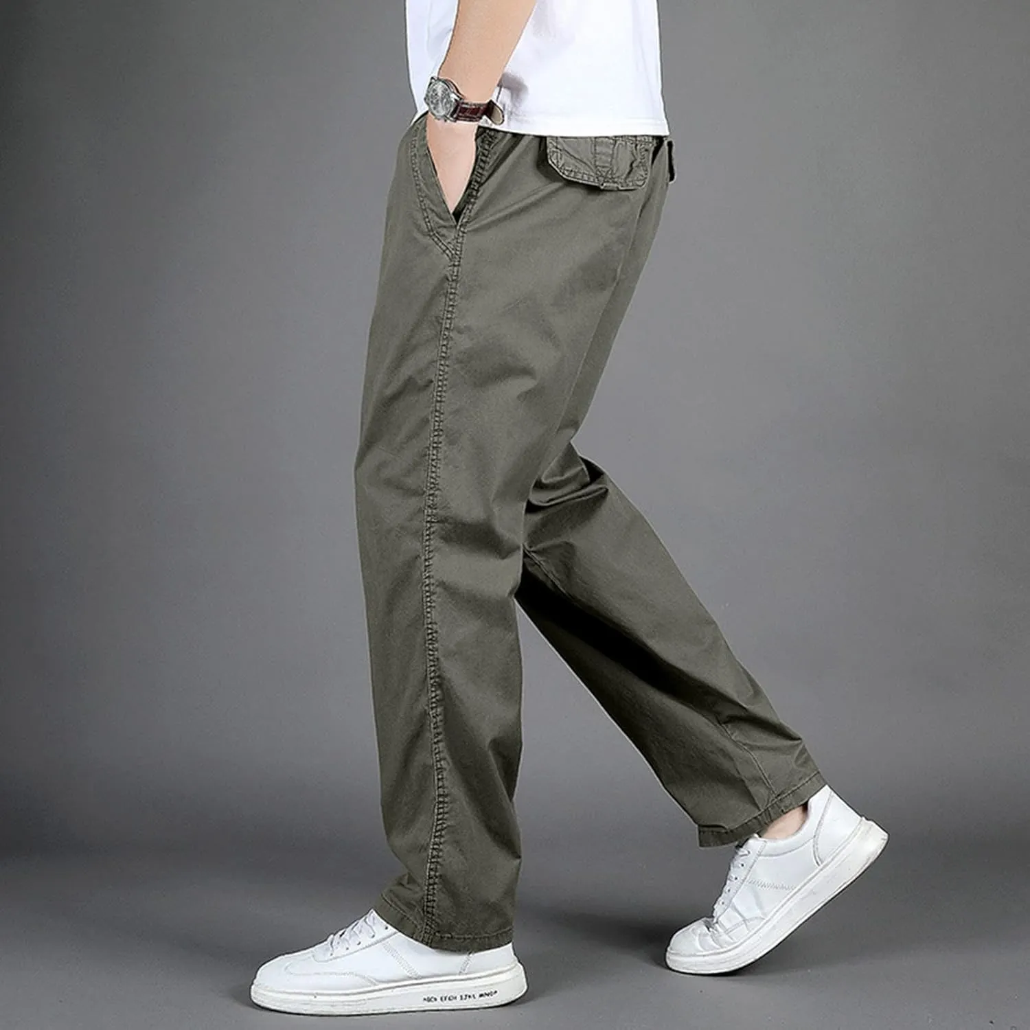 Men's Fit Pants Summer Elastic Waist Trendy Casual Leisure Style Sport Clothes Comfy Fashion Trousers