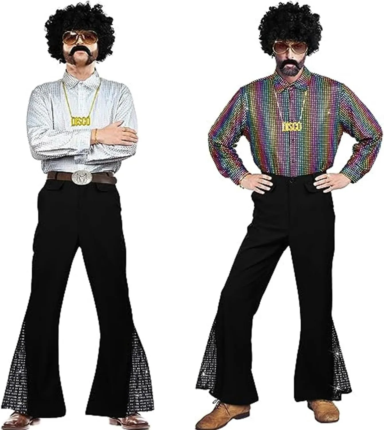 Men's Flare Trousers Flash Drill Color Blocks Elastic Waist Fashion Leisure Style Elasticity Comfy Fashion Pants