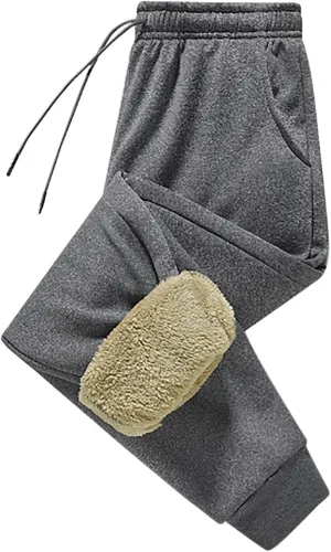 Men's Fleece Pants Winter Warm Joggers Trousers Active Sherpa Lined Sweatpants Straight Leg Pants with Pockets