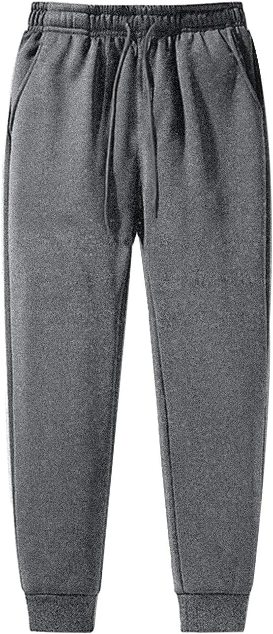 Men's Fleece Pants Winter Warm Joggers Trousers Active Sherpa Lined Sweatpants Straight Leg Pants with Pockets