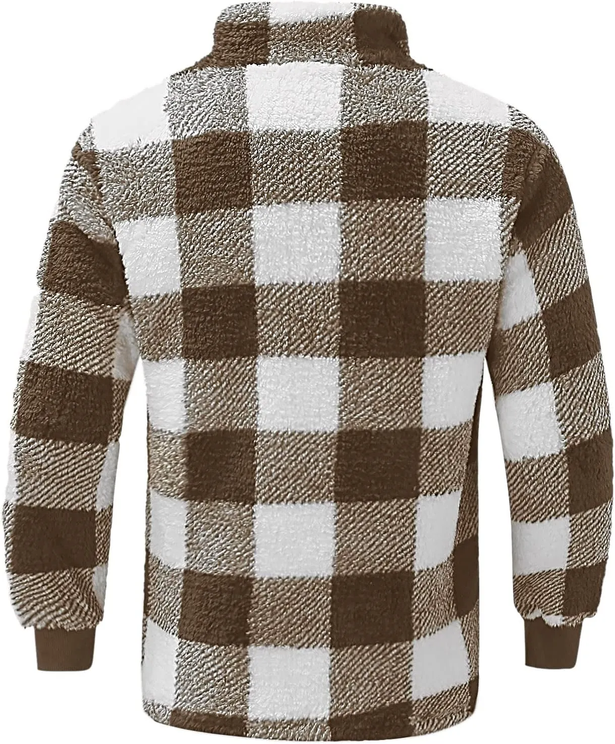 Mens Fluffy Fuzzy Sherpa Fleece Sweatshirt Full Zip Stand Collar Casual Winter Pullover Outwear Long Sleeve Outwear