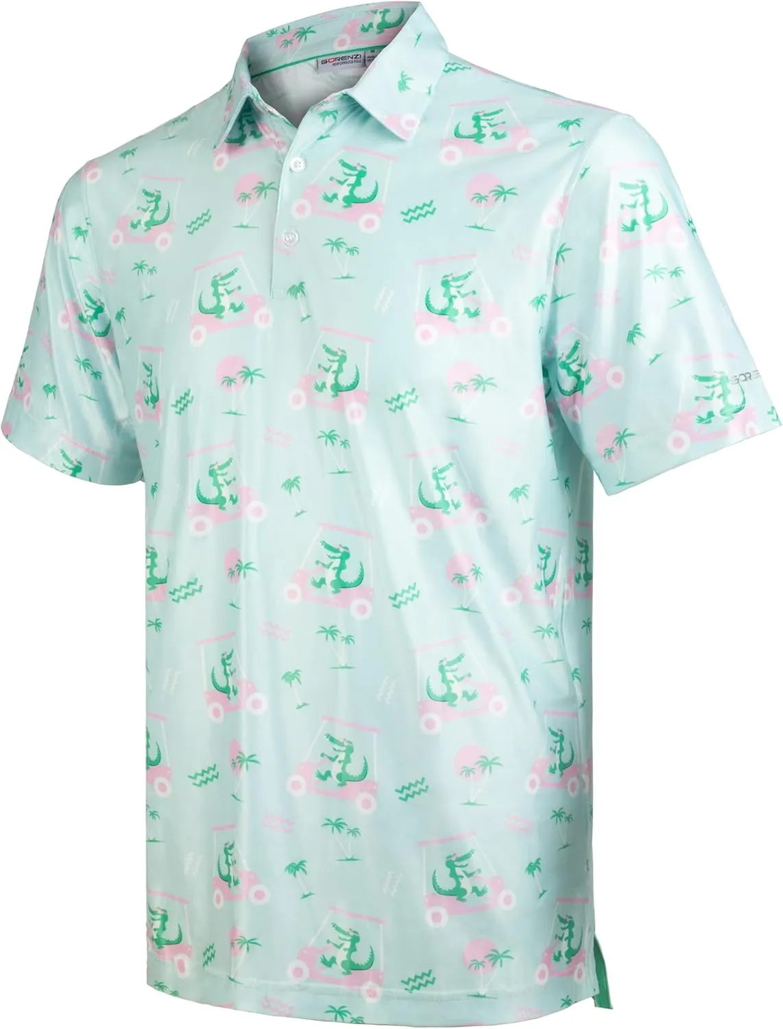 Men's Golf Shirts Short Sleeve Moisture Wicking Print Patterns Collared Performance Polo Golf Shirts for Men Dry Fit