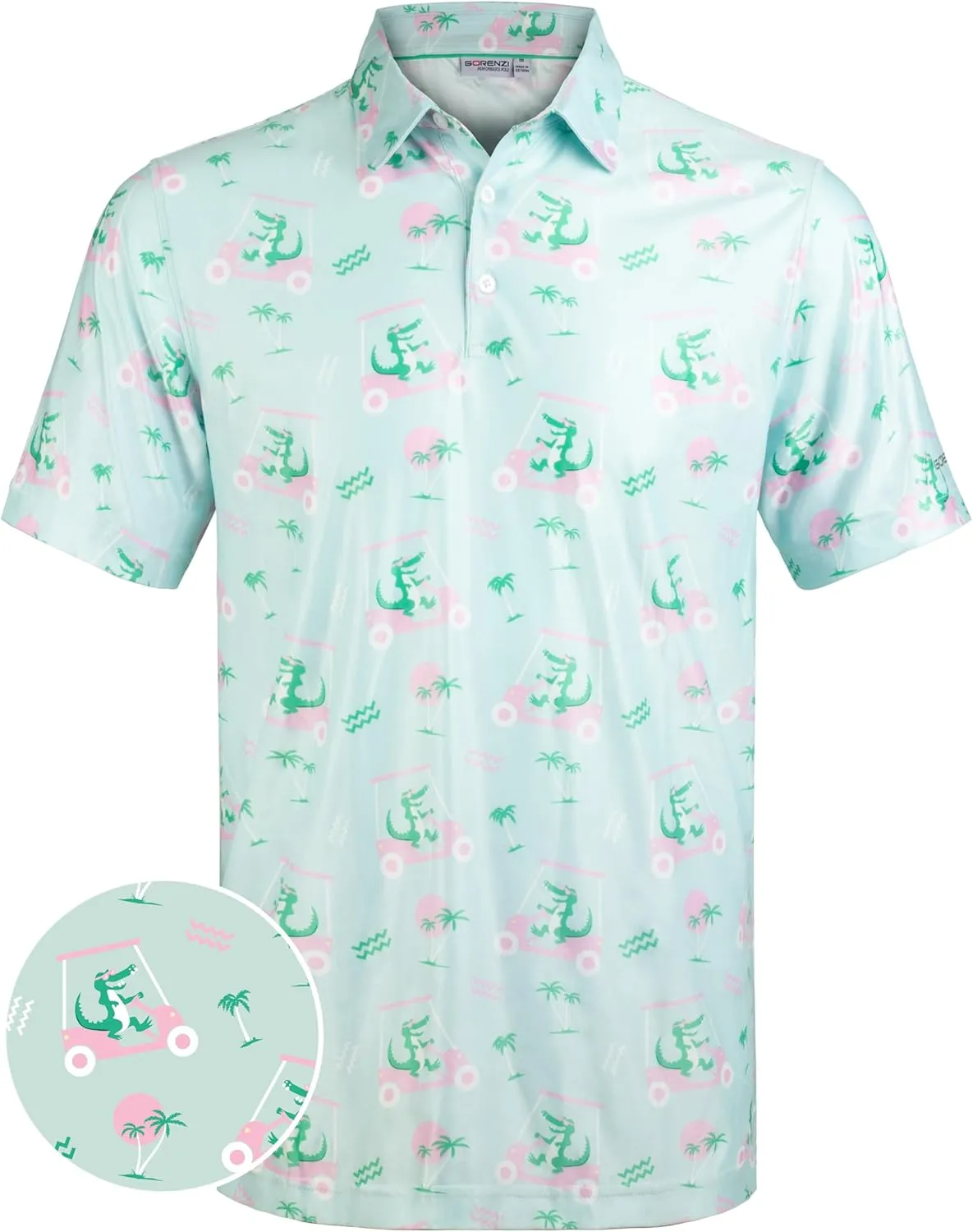 Men's Golf Shirts Short Sleeve Moisture Wicking Print Patterns Collared Performance Polo Golf Shirts for Men Dry Fit